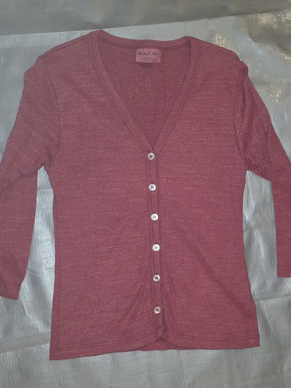 Vintage Michael Stars Ribbed V-Neck Cardigan Rose Pink OS / M